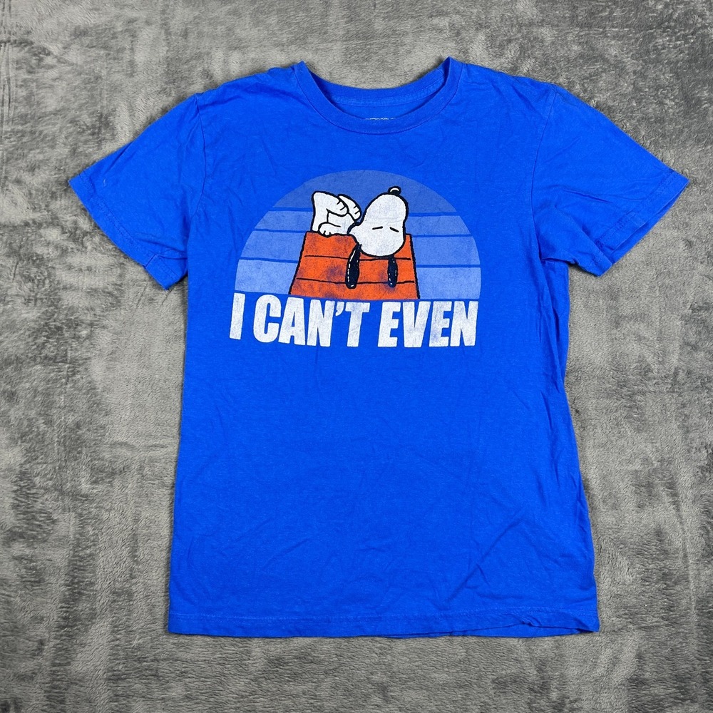 Peanuts By Hybrid Apparel T Shirt Mens Small Blue Snoopy Lying Face Down Graphic